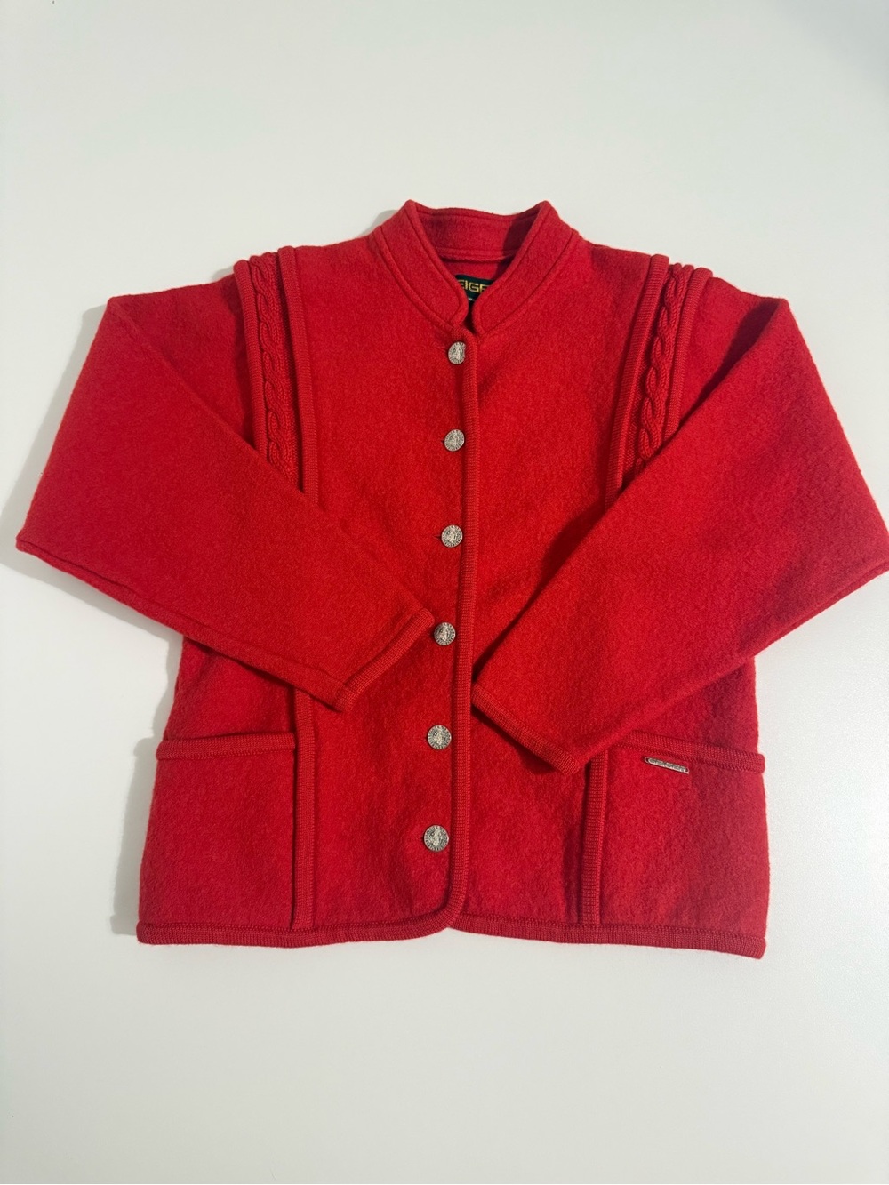 Geiger Vintage Cardigan Red, Wool, Women’s Sz. 38